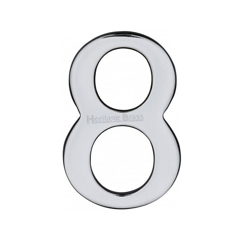 Heritage Brass Numeral 8 Self Adhesive 51mm (2") Polished Chrome finish - C1568 8-PC - Choice Handles