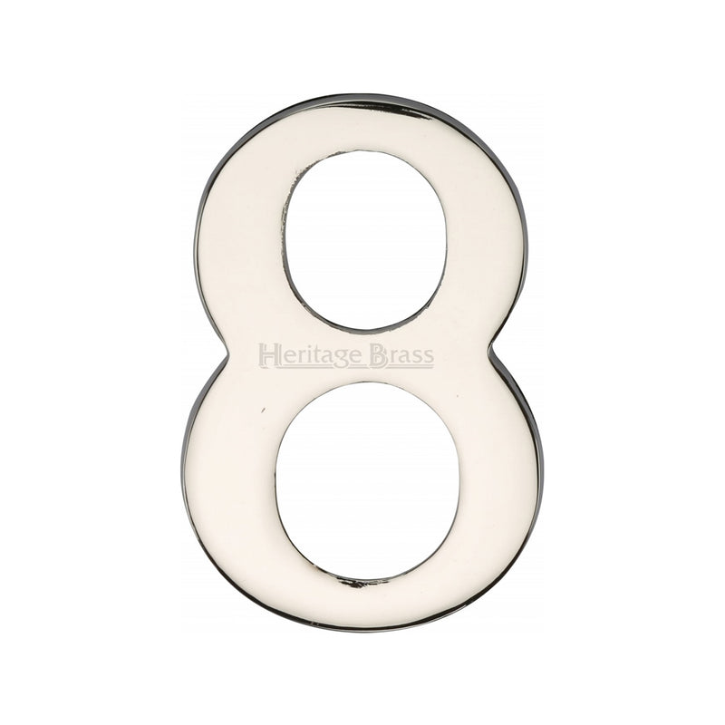 Heritage Brass Numeral 8 Self Adhesive 51mm (2") Polished Nickel finish - C1568 8-PNF - Choice Handles