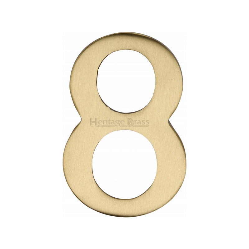 Heritage Brass Numeral 8 Self Adhesive 51mm (2") Satin Brass finish - C1568 8-SB - Choice Handles