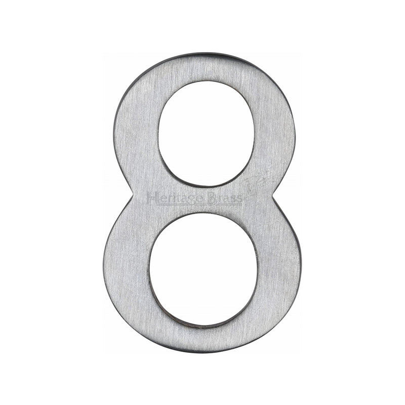 Heritage Brass Numeral 8 Self Adhesive 51mm (2") Satin Chrome finish - C1568 8-SC - Choice Handles