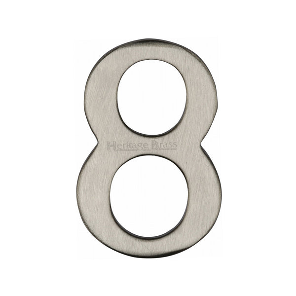 Heritage Brass Numeral 8 Self Adhesive 51mm (2") Satin Nickel finish - C1568 8-SN - Choice Handles