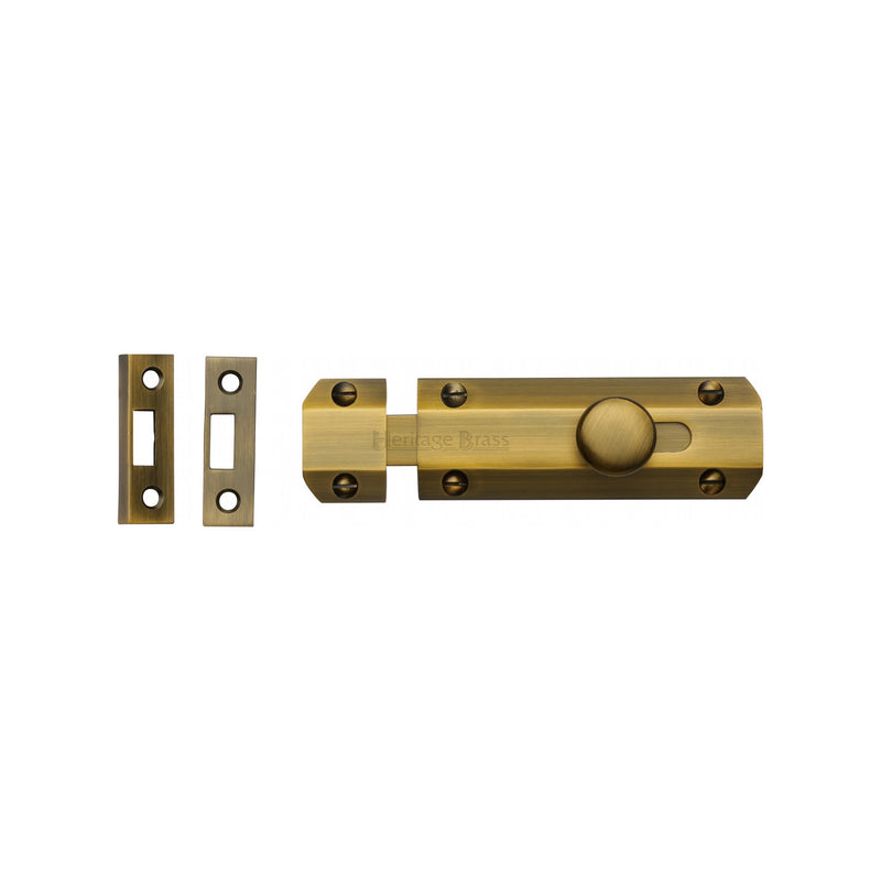 Heritage Brass Door Bolt Flat 4" Antique finish - C1685 4-AT