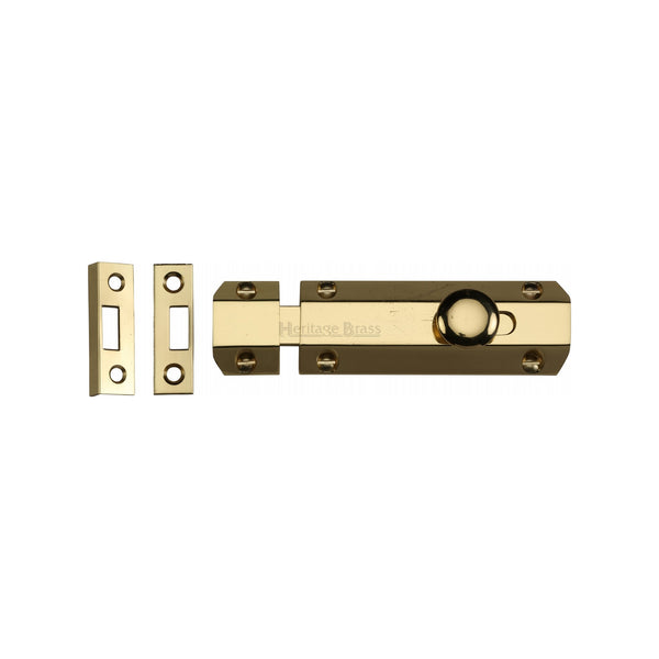 Heritage Brass Door Bolt Flat 4" Polished Brass finish - C1685 4-PB