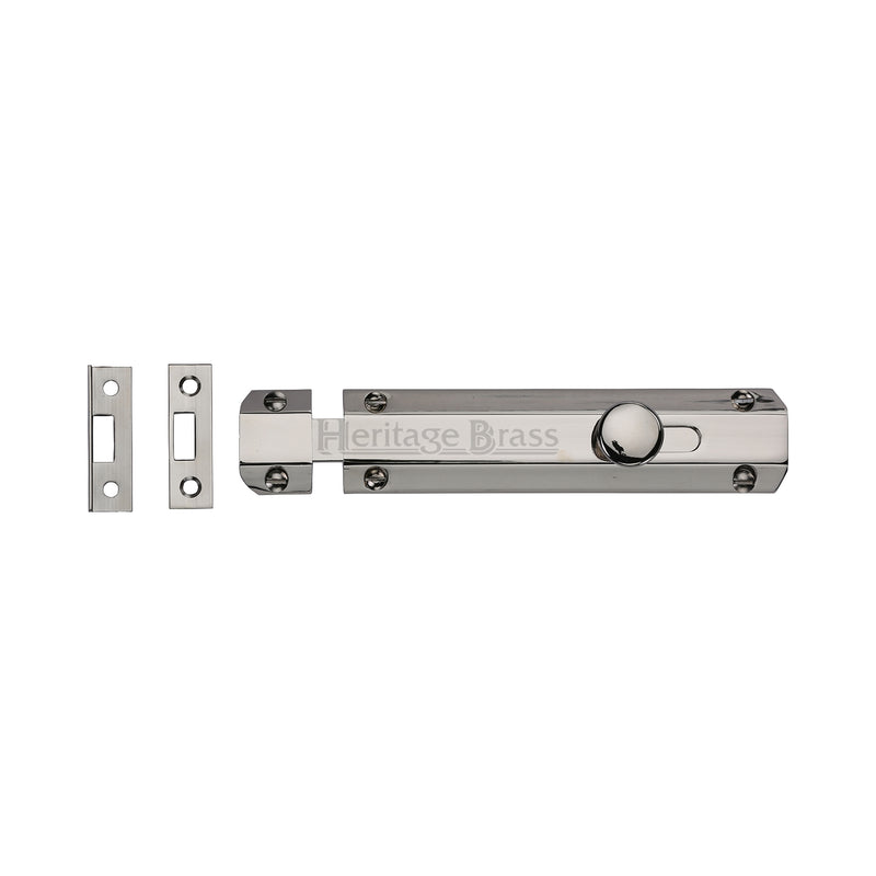 Heritage Brass Door Bolt Flat 4" Polished Nickel finish - C1685 4-PNF