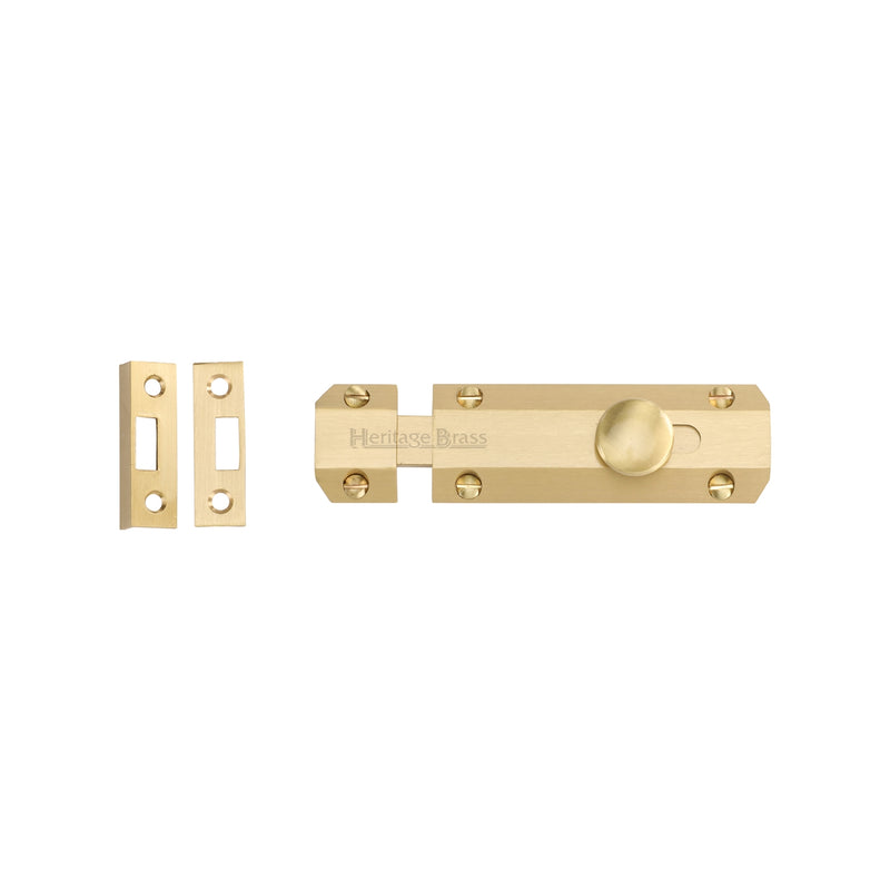 Heritage Brass Door Bolt Flat 4" Satin Brass finish - C1685 4-SB