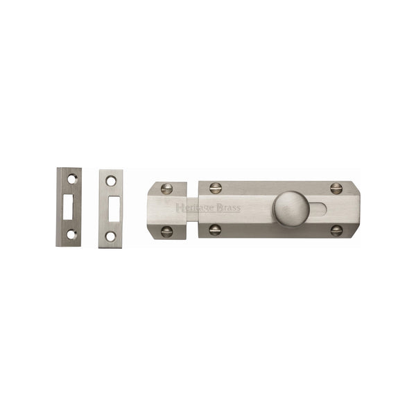 Heritage Brass Door Bolt Flat 4" Satin Nickel finish - C1685 4-SN