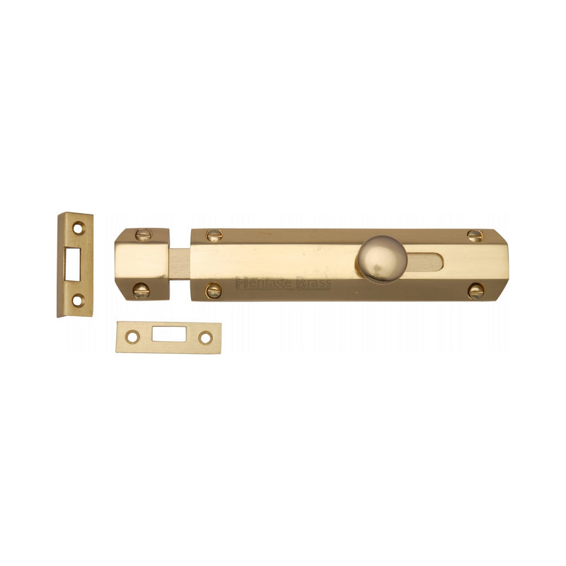 Heritage Brass Door Bolt Flat 6" Polished Brass finish - C1685 6-PB