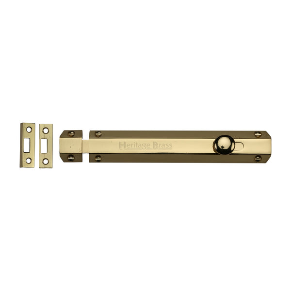 Heritage Brass Door Bolt Flat 8" Polished Brass finish - C1685 8-PB