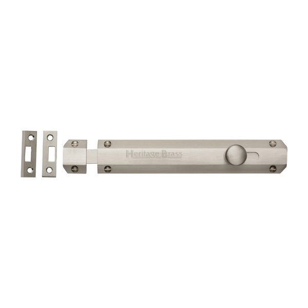 Heritage Brass Door Bolt Flat 8" Satin Nickel finish - C1685 8-SN