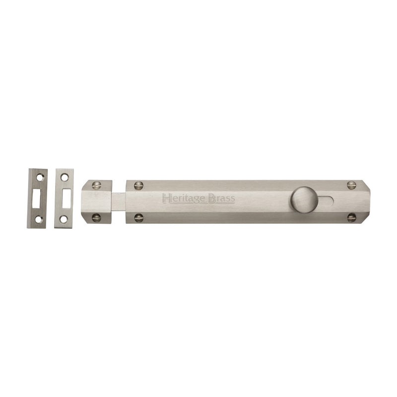 Heritage Brass Door Bolt Flat 8" Satin Nickel finish - C1685 8-SN