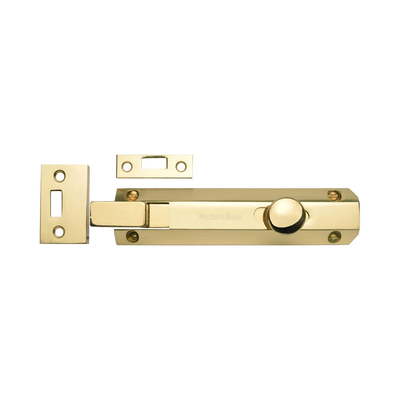 Heritage Brass Door Bolt Necked Flat 6 Polished Brass finish
 - C1694 6-PB