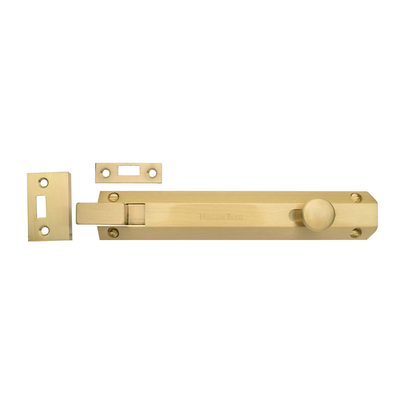 Heritage Brass Door Bolt Necked Flat 8 Satin Brass finish
 - C1694 8-SB