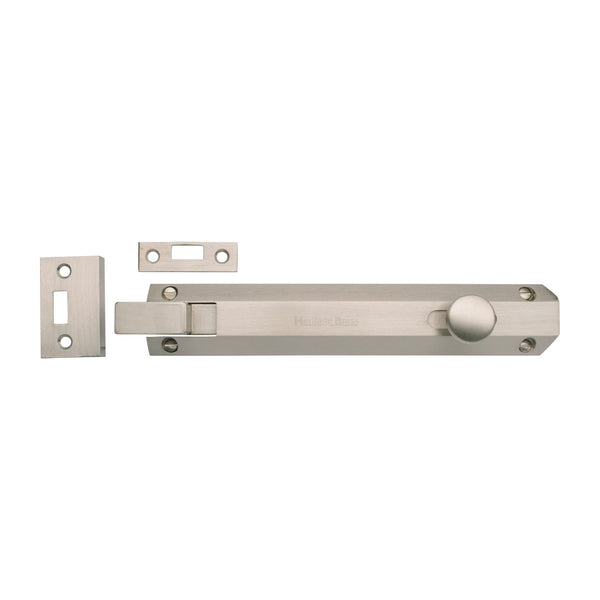 Heritage Brass Door Bolt Necked Flat 8 Satin Nickel finish
 - C1694 8-SN