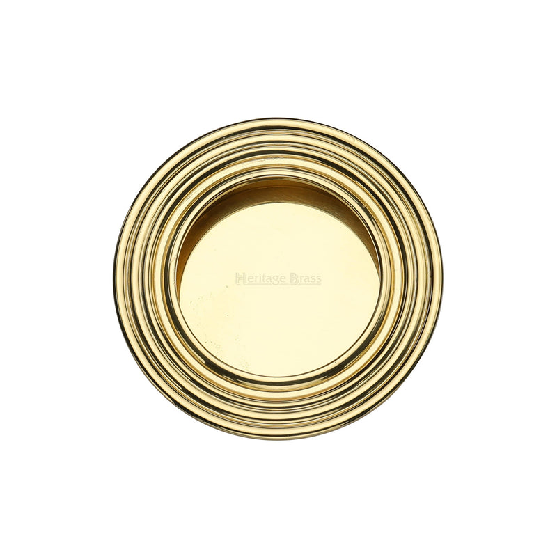 Round Reeded Flush Pull Polished Brass finish
 - C1837-PB