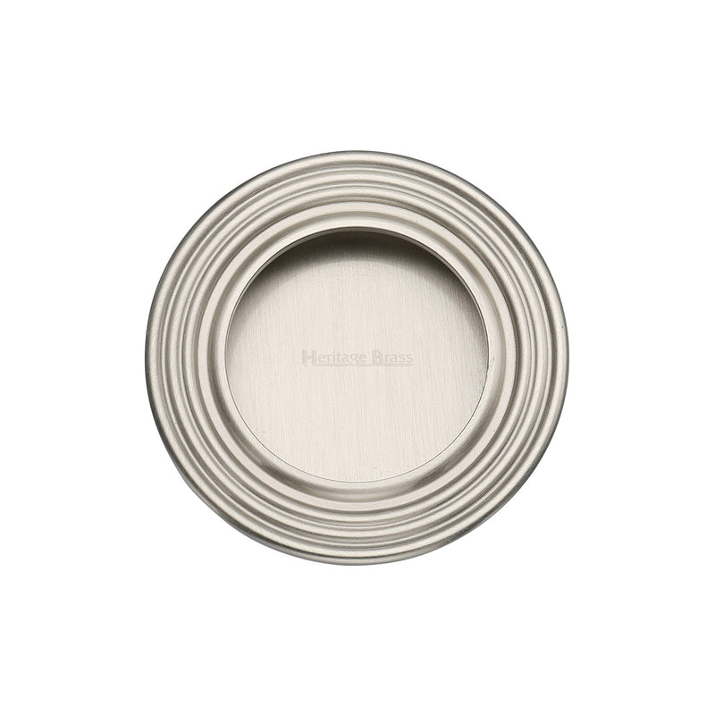 Round Reeded Flush Pull Satin Nickel finish
 - C1837-SN