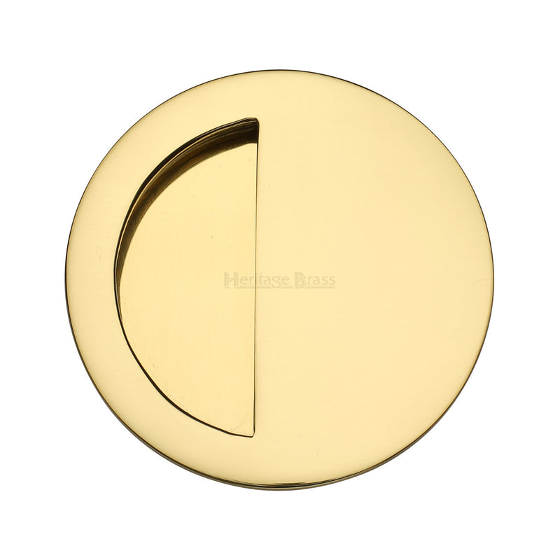 Round Half Moon Flush Pull Polished Brass finish
 - C1845-PB