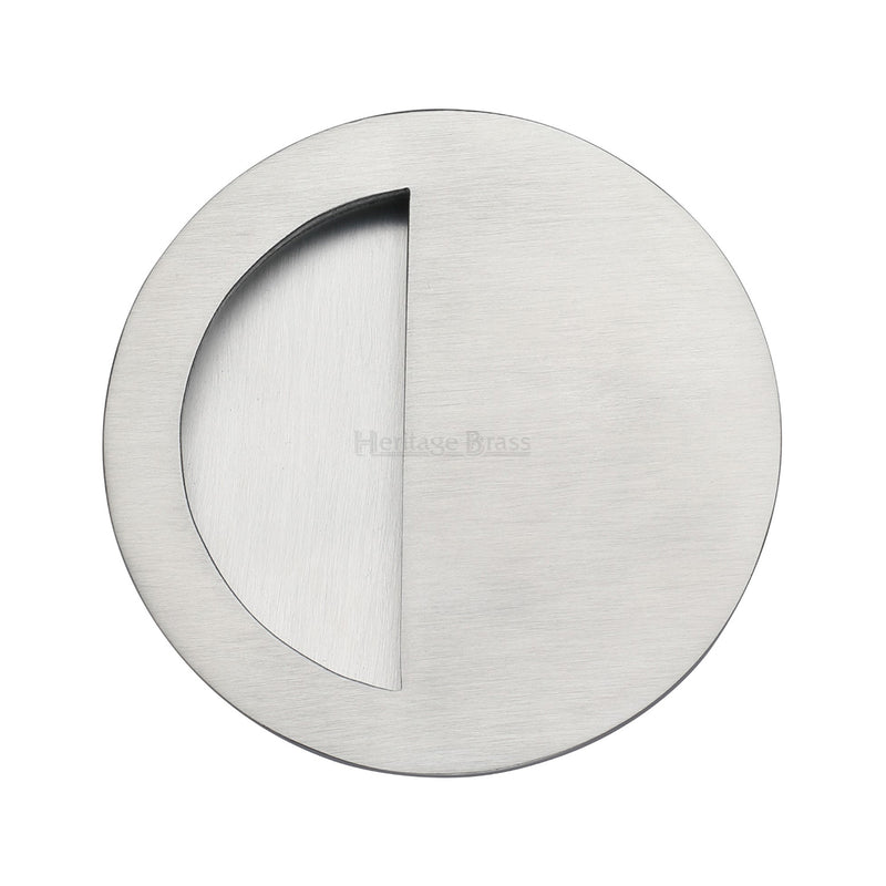 Round Half Moon Flush Pull Satin Chrome finish
 - C1845-SC