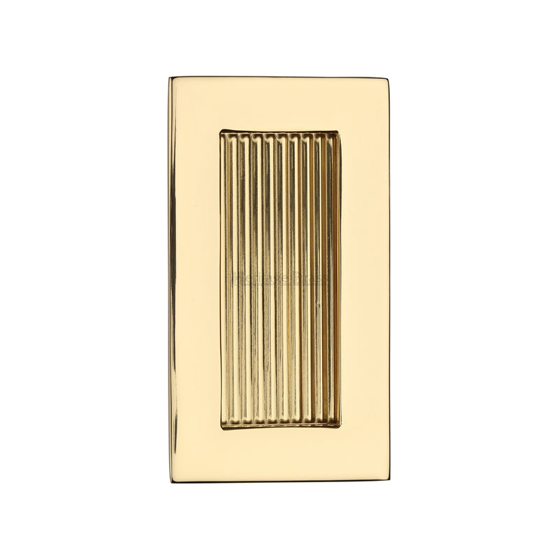 Reeded Rectangular Flush Pull 105 x 58mm Polished Brass finish
 - C1865 105-PB