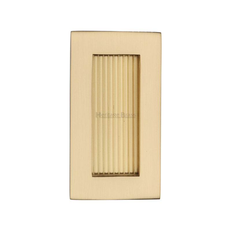 Reeded Rectangular Flush Pull 105 x 58mm Satin Brass finish
 - C1865 105-SB