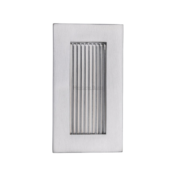 Reeded Rectangular Flush Pull 105 x 58mm&nbsp;Satin Chrome finish
 - C1865 105-SC