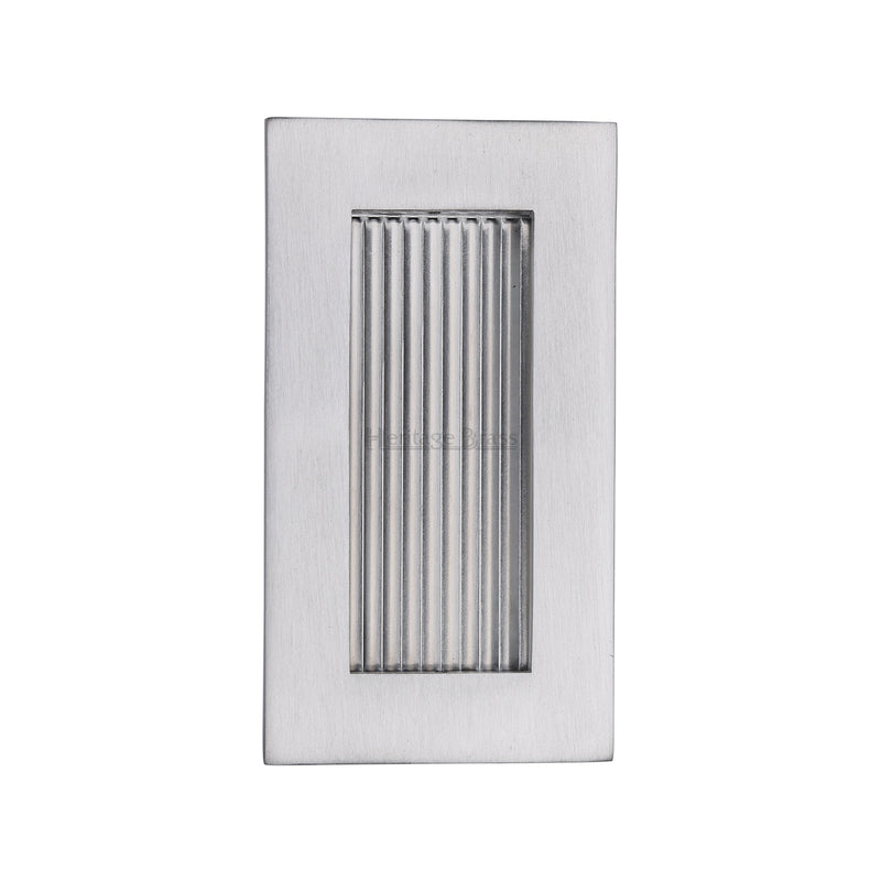 Reeded Rectangular Flush Pull 105 x 58mm&nbsp;Satin Chrome finish
 - C1865 105-SC