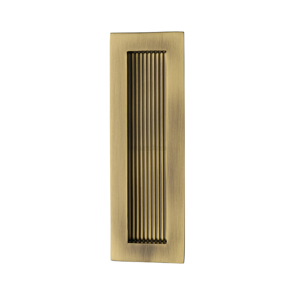 Reeded Rectangular Flush Pull 175 x 58mm Antique Brass finish
 - C1865 175-AT