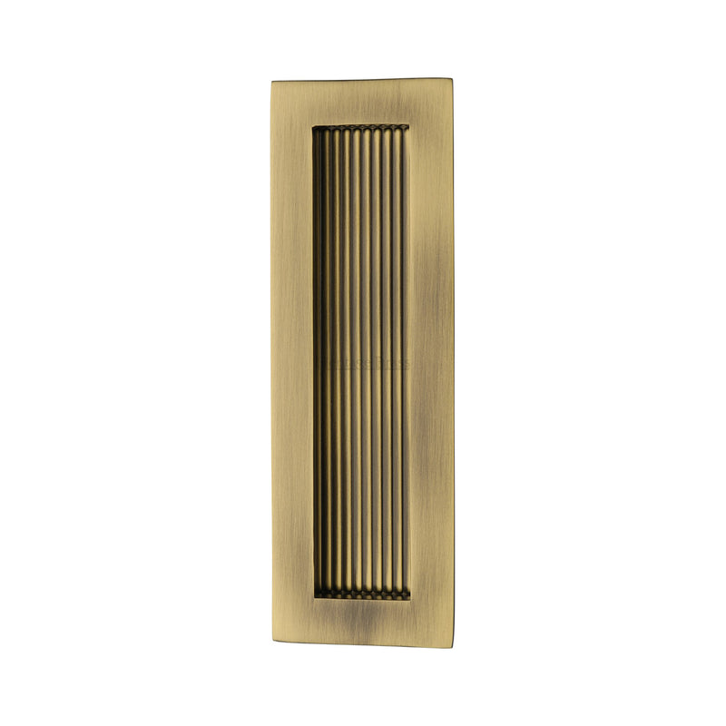 Reeded Rectangular Flush Pull 175 x 58mm Antique Brass finish
 - C1865 175-AT