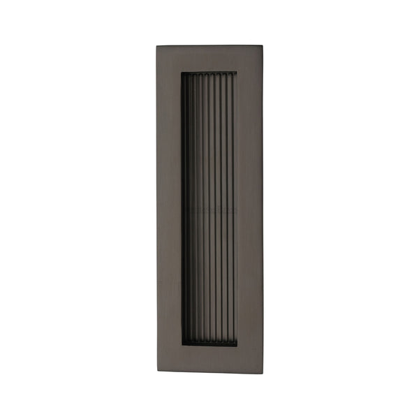 Reeded &nbsp;Rectangular Flush Pull 175 x 58mm Matt Bronze finish
 - C1865 175-MB