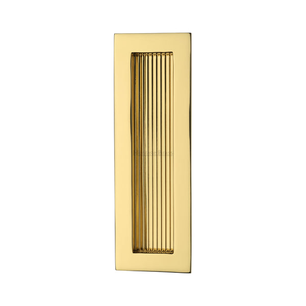 Reeded Rectangular Flush Pull 175 x 58mm Polished Brass finish
 - C1865 175-PB