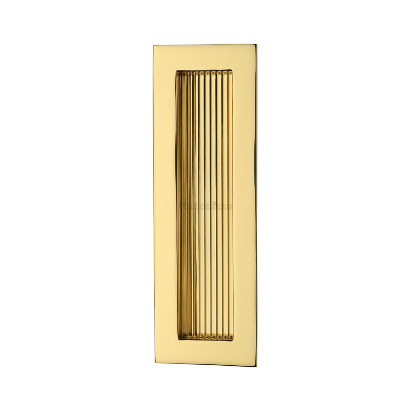 Reeded Rectangular Flush Pull 175 x 58mm Polished Brass finish
 - C1865 175-PB