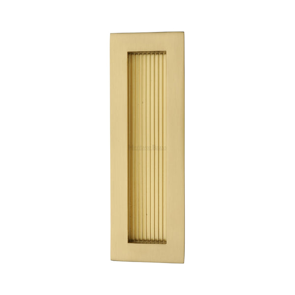 Reeded &nbsp;Rectangular Flush Pull 175 x 58mm Satin Brass finish
 - C1865 175-SB