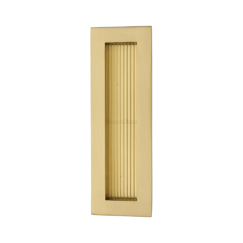 Reeded &nbsp;Rectangular Flush Pull 175 x 58mm Satin Brass finish
 - C1865 175-SB