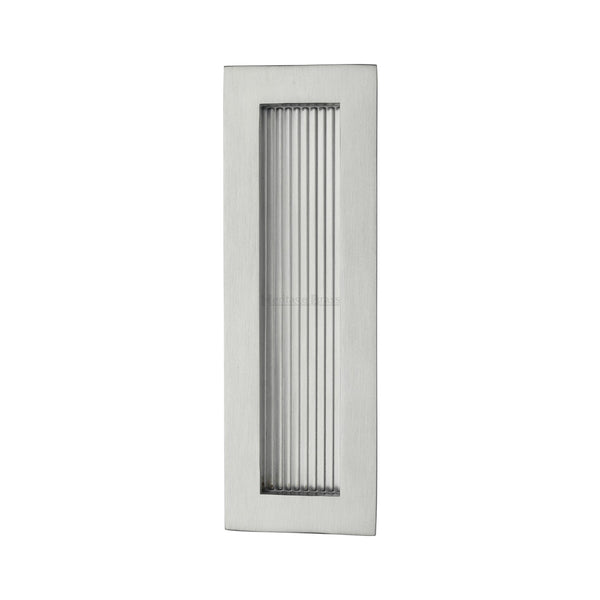 Reeded Rectangular Flush Pull 175 x 58mm Satin Chrome finish
 - C1865 175-SC