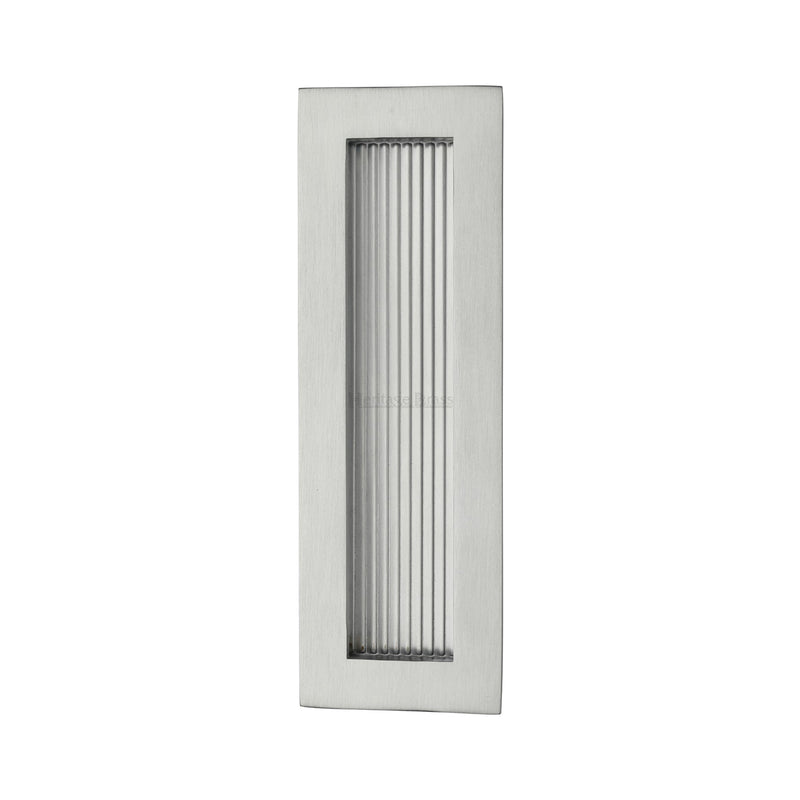 Reeded Rectangular Flush Pull 175 x 58mm Satin Chrome finish
 - C1865 175-SC