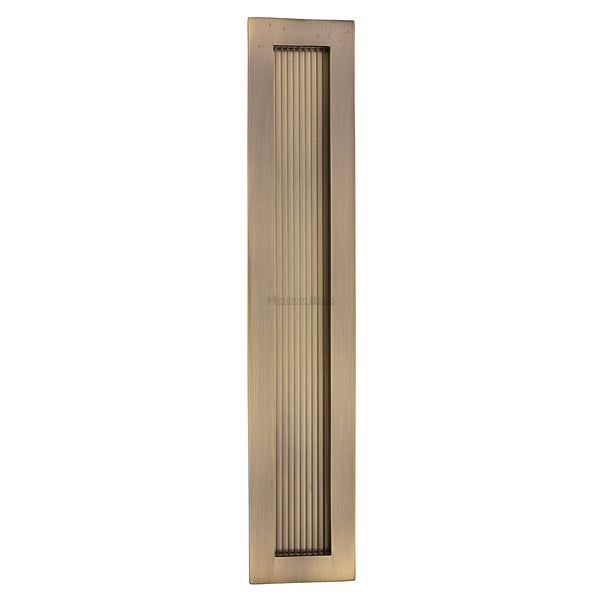 Reeded Rectangular Flush Pull 300 x 58mm Antique Brass finish - C1865 300-AT