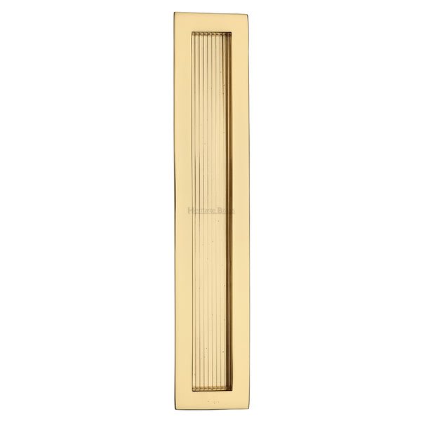 Reeded Rectangular Flush Pull 300 x 58mm Polished Brass finish - C1865 300-PB