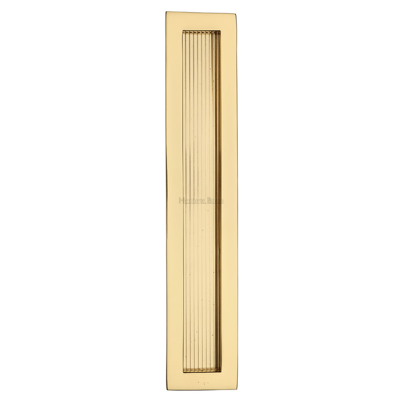 Reeded Rectangular Flush Pull 300 x 58mm Polished Brass finish - C1865 300-PB