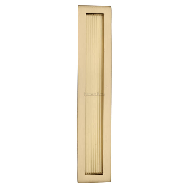 Reeded Rectangular Flush Pull 300 x 58mm Satin Brass finish - C1865 300-SB