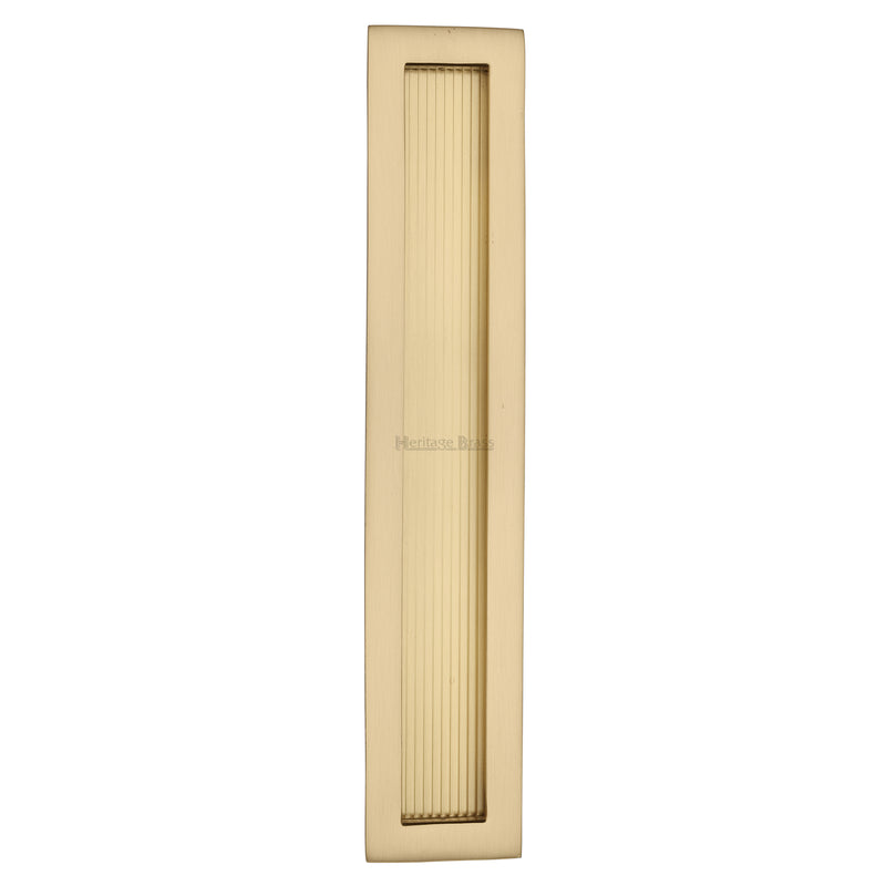 Reeded Rectangular Flush Pull 300 x 58mm Satin Brass finish - C1865 300-SB