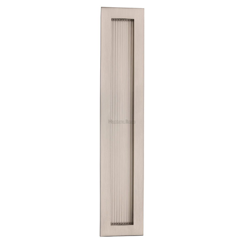 Reeded Rectangular Flush Pull 300 x 58mm Satin Nickel finish - C1865 300-SN