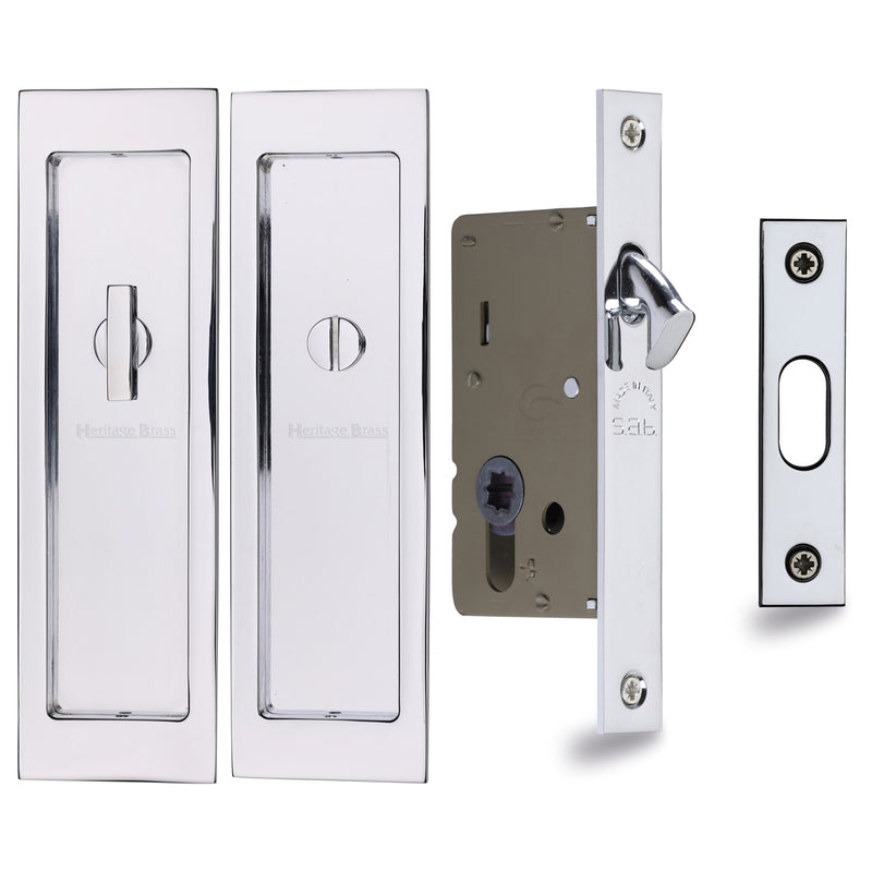 Flush Pull Privacy Set 197mm Polished Chrome finish
 - C1877-PC