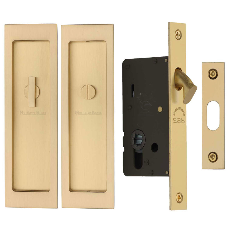 Flush Pull Privacy Set 197mm Satin Brass finish
 - C1877-SB