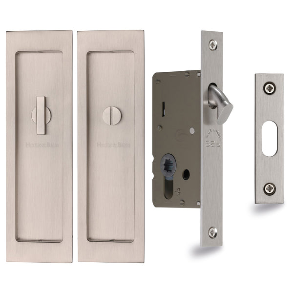 Flush Pull Privacy Set 197mm Satin Nickel finish
 - C1877-SN