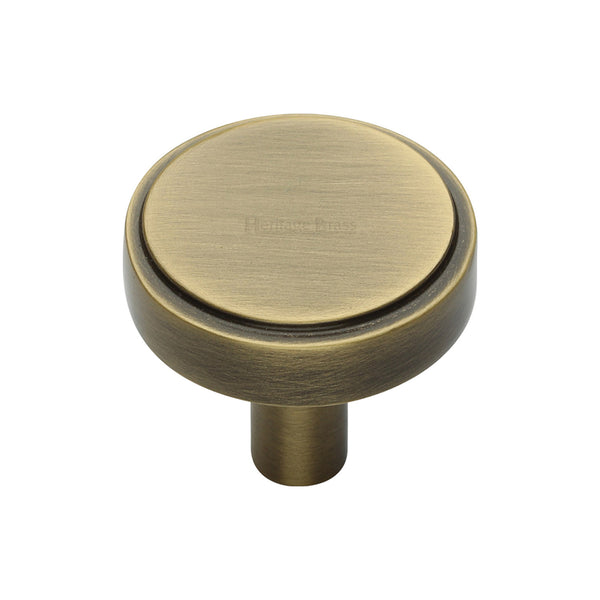 Heritage Brass Cabinet Knob Stepped Disc Design 32mm Antique Brass finish - C3952 32-AT - Choice Handles