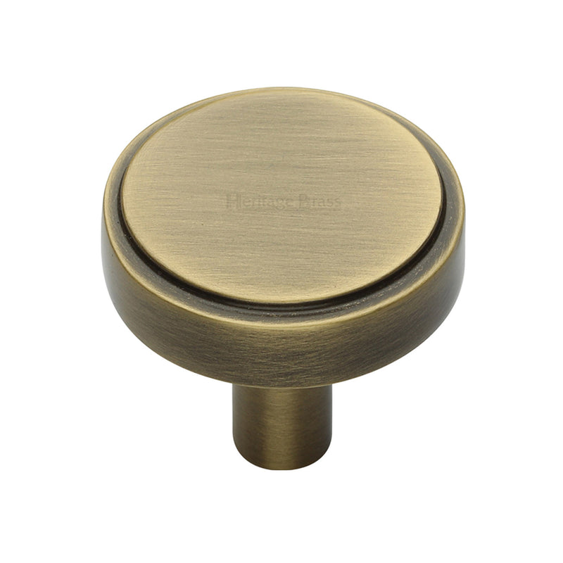 Heritage Brass Cabinet Knob Stepped Disc Design 38mm Antique Brass finish - C3952 38-AT - Choice Handles