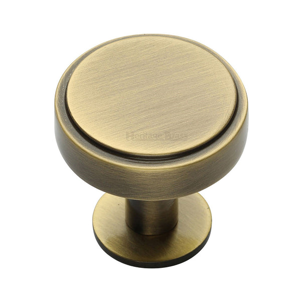 Heritage Brass Cabinet Knob Stepped Disc Design with Rose 38mm Antique Brass finish - C3954 38-AT - Choice Handles