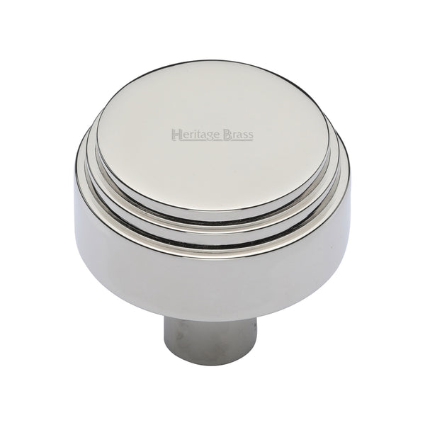 Heritage Brass Cabinet Knob Round Deco Design 32mm Polished Nickel - C3987 32-PNF - Choice Handles