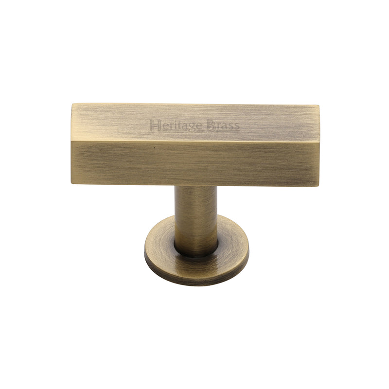 Heritage Brass Cabinet Knob Symmetrical Square Design 44mm Antique Brass finish - C4765-AT - Choice Handles