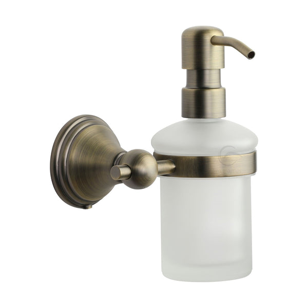 Cambridge Soap Dispenser. Wall Mounted with Frosted Glass and high quality STS pump. Matt Antique finish - CAM-SOAP-MA