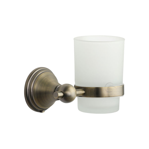 Cambridge Toothbrush Holder. Wall Mounted with Frosted Glass Tumbler. Matt Antique finish - CAM-TUMBLER-MA